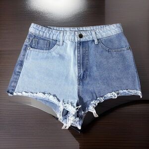 SHEIN Women’s Denim Blue Jean Shorts Size S Cut Off Cheeky Short high-rise Booty
